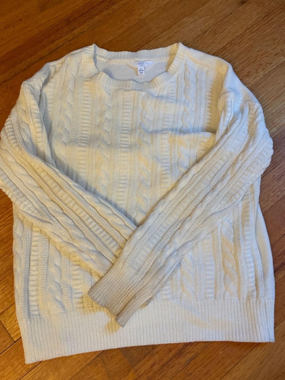 Time and Tru Cream Cable Crewneck Sweater